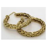 14kt Gold XX-Large Etched Hoop Earrings