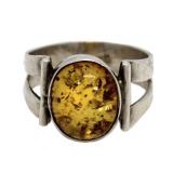 Vintage Oval Genuine Baltic Amber Estate Ring