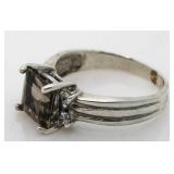 Princess Cut 2.50 ct Smoky Quartz Designer Ring