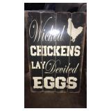 Wooden Chicken & Eggs Sign
