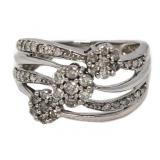 10kt Gold Elegant 3/4 ct Diamond Flower Ring