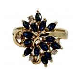 14kt Gold Genuine 2.10 ct Sapphire & Diamond Ring