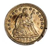 1853 AU Details Seated Liberty Silver Half Dime