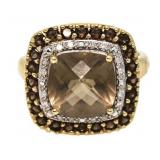 14kt Gold 4.50 ct Smoky Topaz & Diamond Ring