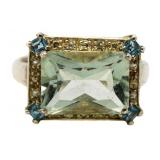 Radiant 2.60 ct Green Zircon & Blue Topaz Ring