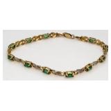 10kt Gold Genuine Emerald & Diam Infinity Bracelet