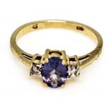 14kt Gold Genuine Tanzanite & Diamond Ring