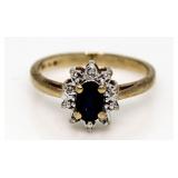 10kt Gold Genuine Sapphire & Diamond Ring