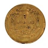 RARE 1878 Indian Princess $3 Gold Coin