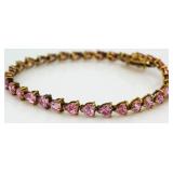 Heart Shape 9.50 ct Pink Sapphire Tennis Bracelet
