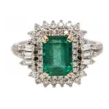 18kt Gold 2.93 ct Emerald & Diamond Ring