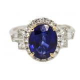 14kt Gold Oval 4.51 ct Sapphire & Diamond Ring