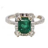 14kt Gold 2.51ct Emerald & Diamond Ring