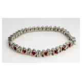 Red & White Sapphire Fashion Tennis Bracelet