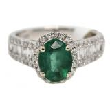 14kt Gold Oval 2.60 ct Emerald & Diamond Ring
