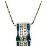 14kt Gold Blue Opal 1.00 ct Diamond Necklace