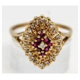 10kt Gold Genuine Ruby & Diamond Ring