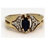 14kt Gold Fancy Marquise Sapphire & Diamond Ring