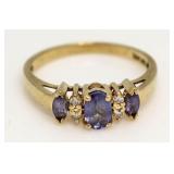 14kt Gold Genuine Tanzanite & Diamond Ring