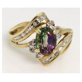 10kt Gold Mystic Topaz & Diamond Ring