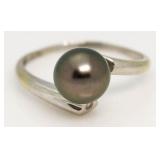 14kt Gold Tahitian 8.88 mm Pearl & Diamond Ring