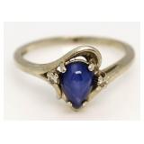 14kt Gold Star Sapphire & Diamond Ring