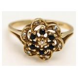 14kt Gold Genuine Sapphire & Diamond Ring
