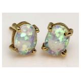 14kt Gold Genuine Fire Opal Solitaire Earrings