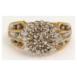 10kt Gold Large Diamond Cluster Ring