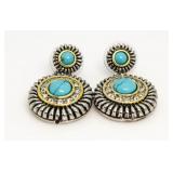 Yurman Style Genuine Turquoise Fashion Earrings