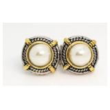 Yurman Style Large Pearl Fashion Earrings