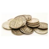 (15) Collection Walking Liberty Silver Halves