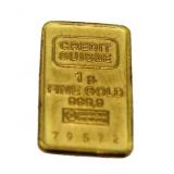 Credit Suisse .999 Pure Gold 1 Gram Bar