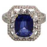 14kt Gold 4.47 ct Sapphire & Diamond Ring