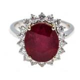 14kt Gold Oval 8.01ct Ruby & Diamond Ring