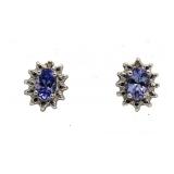 Genuine Tanzanite & Diamond Earrings
