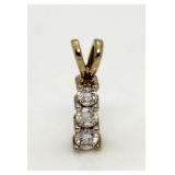 14kt Gold Past Present Future Diamond Pendant