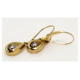 14kt Gold Diamond Solitaire Hoop Earrings