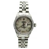 Ladies Oyster Date MOP Diamond Rolex Watch