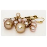 14kt Gold Genuine Pink Pearl Earrings