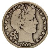 1909 Barber Silver Half Dollar