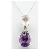 10kt Gold Fancy Pear Amethyst & Diamond Pendant