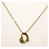 14kt Gold Sideways Heart Diamond Pendant