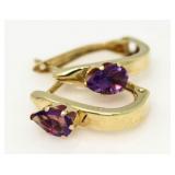 10kt Gold Amethyst Hoop Earrings