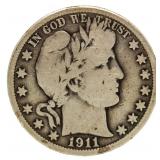 1911 Barber Silver Half Dollar