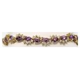 Quality Amethyst & White Topaz Tennis Bracelet
