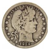 1914 Barber Silver Quarter