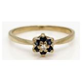10kt Gold Genuine Sapphire & Diamond Ring