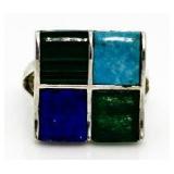 Vintage Multi-Gemstone Square Ring