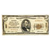 1929 Pittsburgh $5 National Currency Bank Note